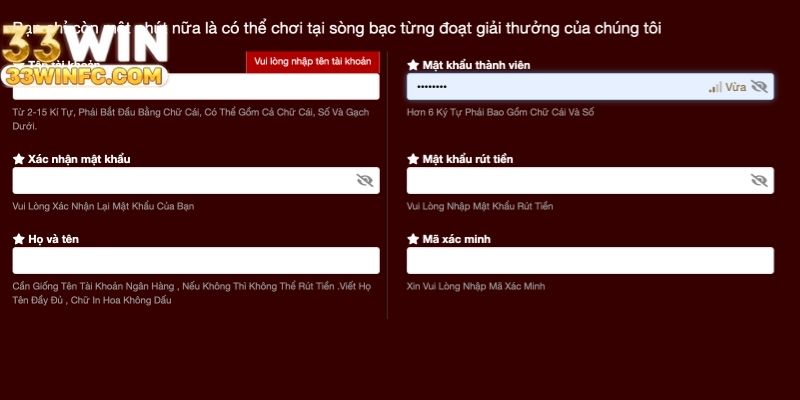 Hướng dẫn thủ tục đăng ký 33win trên website chi tiết