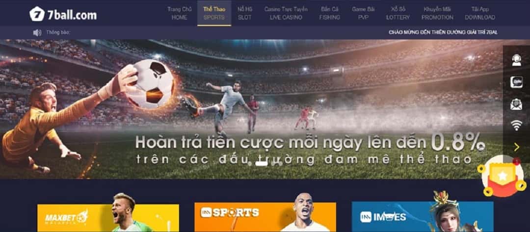 Nhà cái 7Ball hoàn trả tiền cực kỳ hấp dẫn