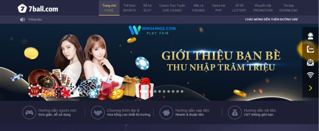 Giao diện đỉnh cao của 7Ball