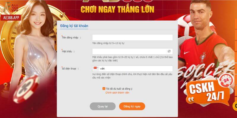 Hướng dẫn người chơi mới cách đăng ký tài khoản tại AE388