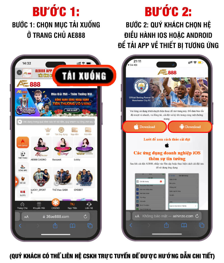 Hướng dẫn tải app AE888 về điện thoại