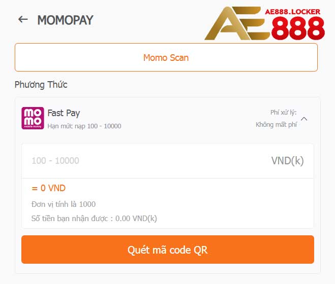 Nạp tiền vào Momo pay