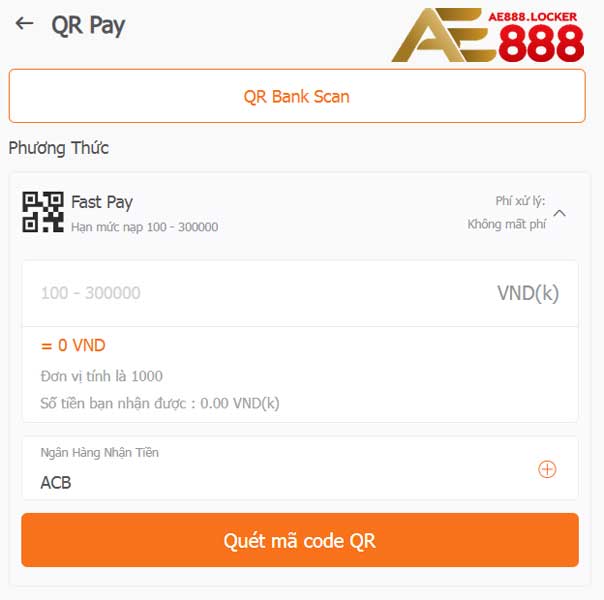 Nạp tiền vào QR pay