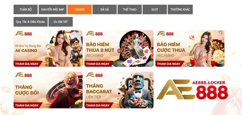 Tổng hợp chương trình khuyến mãi AE888 Casino