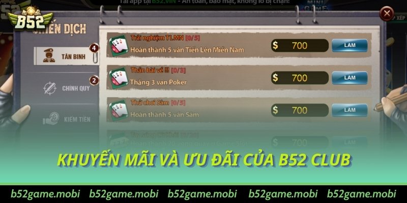 Khuyến mãi và ưu đãi của B52 Club