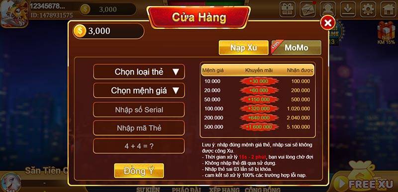 nạp tiền để có thể bắt đầu chơi bắn cá đổi thẻ cào