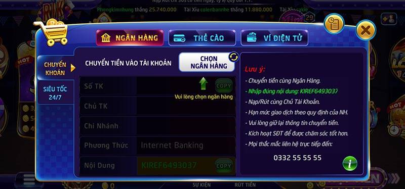 nạp tiền đơn giản