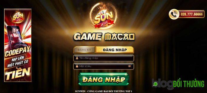 CLick chuột vào ô Đăng nhập trên giao diện
