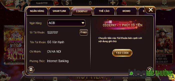 Nạp tiền codepay chỉ trong 1 phút