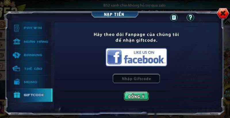 hướng dẫn nhận giftcode b52 club