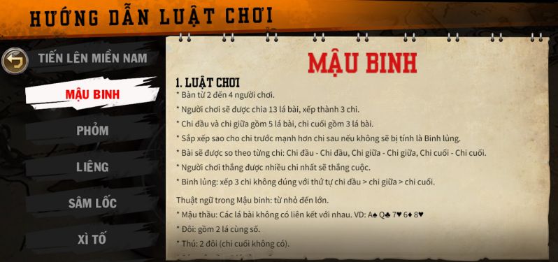 Game bài Mậu Binh online 