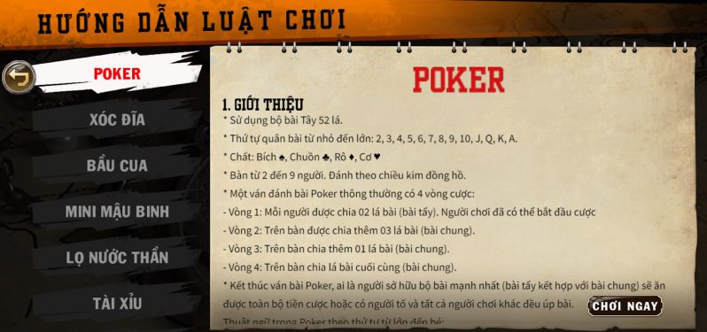 Game Bài Poker hấp dẫn 