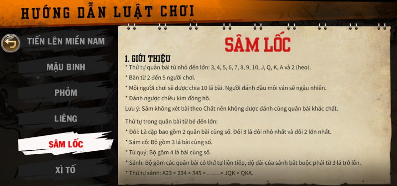 Game bài Sâm – lốc