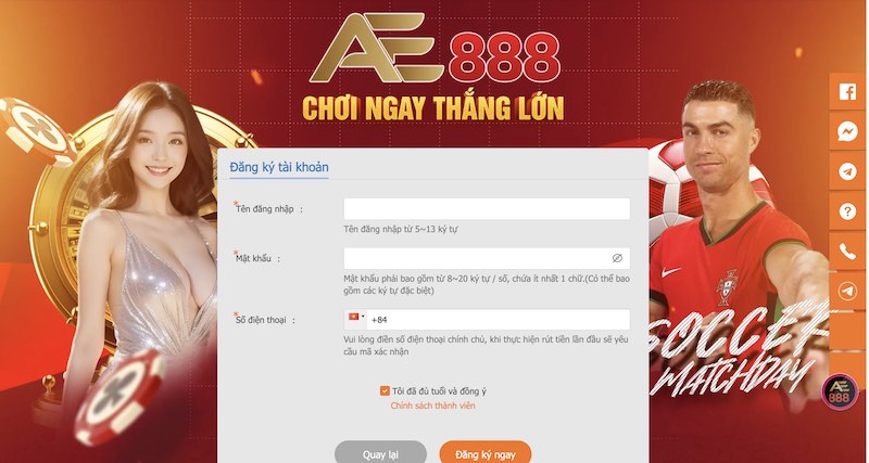 Hướng dẫn các thao tác đăng ký AE888