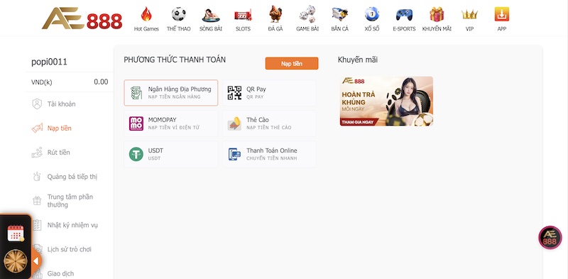 Chi tiết cách nạp rút tiền nhà cái an toàn và nhanh chóng