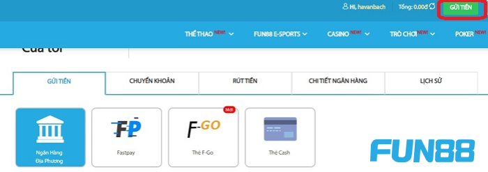 Hướng dẫn rút tiền tại nhà cái fun88