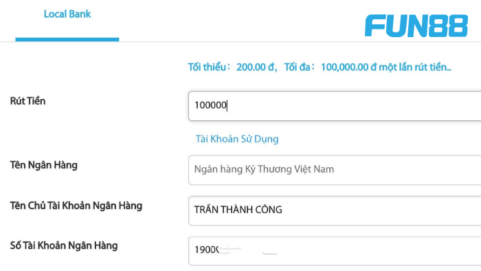 Hướng dẫn rút tiền từ Fun88