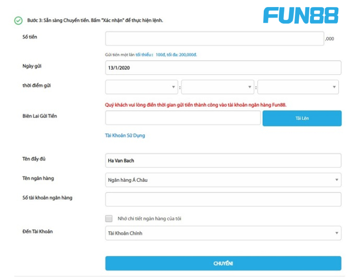Lưu ý cần thiết khi thực hiện rút tiền từ Fun88