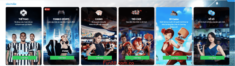 Một số trò chơi phổ biến tại nhà cái Fun88 khiến người chơi thích thú