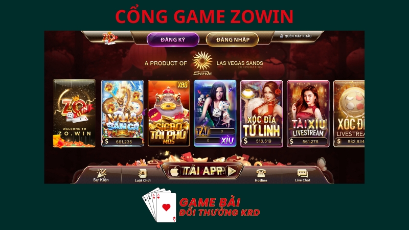 Zowin - Game bài nạp rút ngân hàng tỉ lệ 1:1