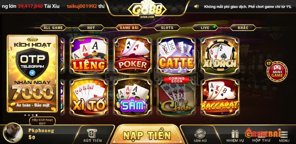Chơi game bài đổi thưởng Go88 rất hấp dẫn