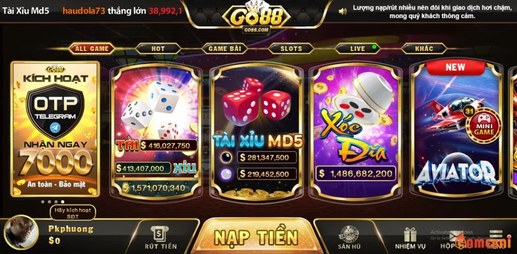 Cổng game cá cược trực tuyến Go88