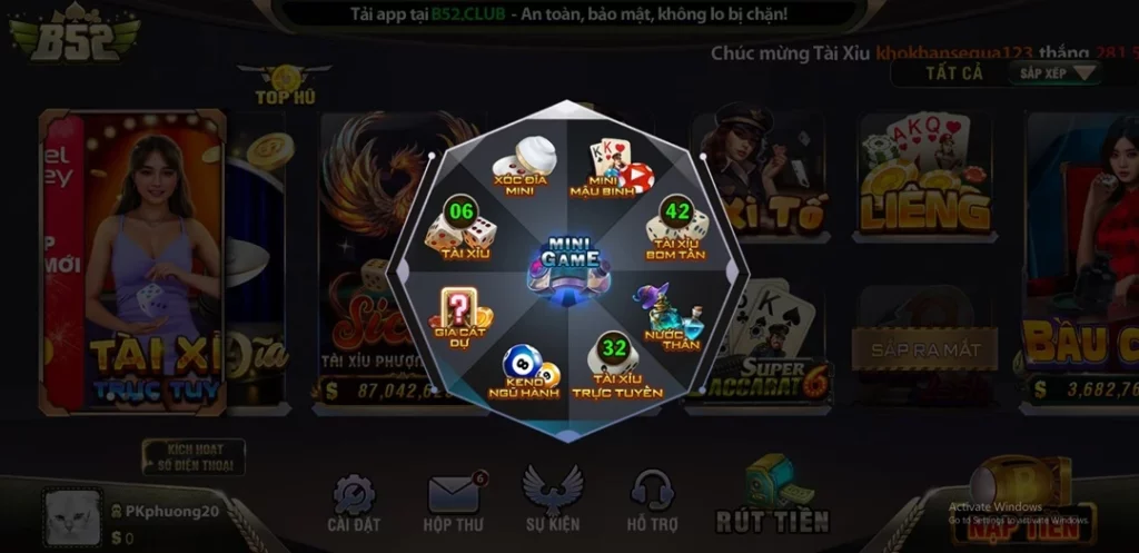Đa dạng game bài đổi thưởng B52 Club