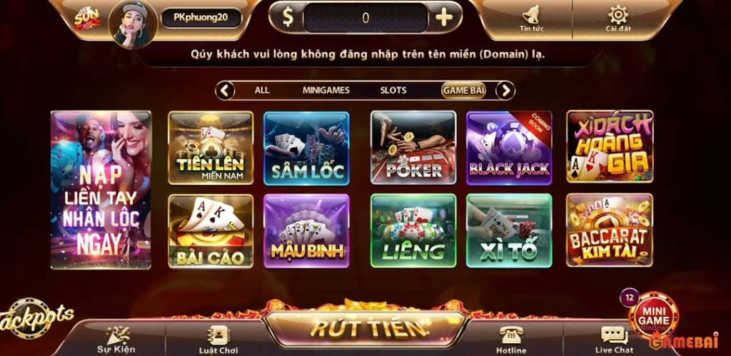 Game bài tiến lên miền nam yêu thích của cược thủ tại Sunwin