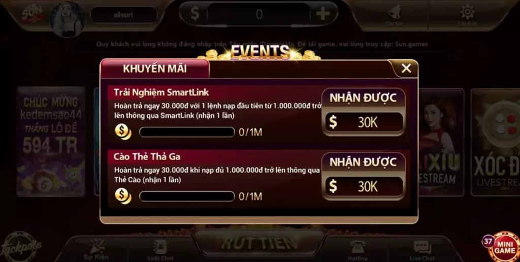 Khuyến mãi game bài đổi thưởng Sunwin