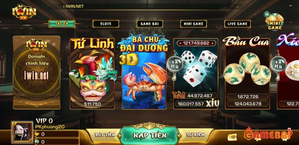 Giao diện cổng game iWin thân thiện với người dùng