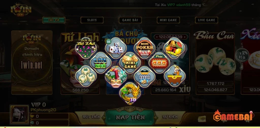 Kho game đổi thưởng khổng lồ tại iWin