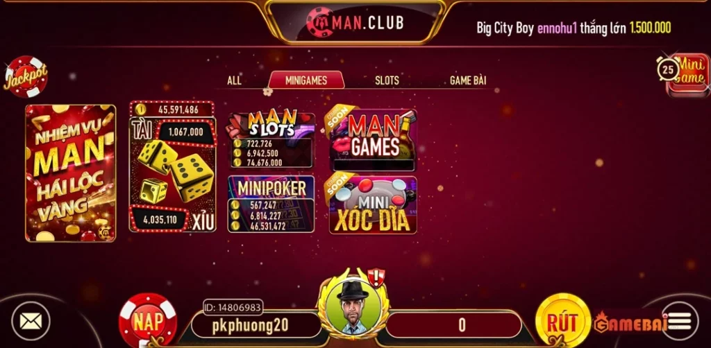Manclub thiết kế giao diện dễ sử dụng đối với tất cả game thủ