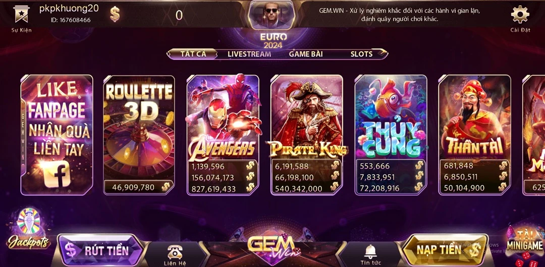 Chinh phục các trò chơi đến từ cổng game bài Gemwin