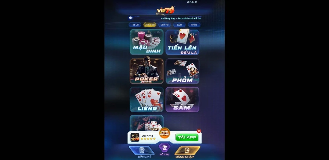 Kho Game bài đa dạng