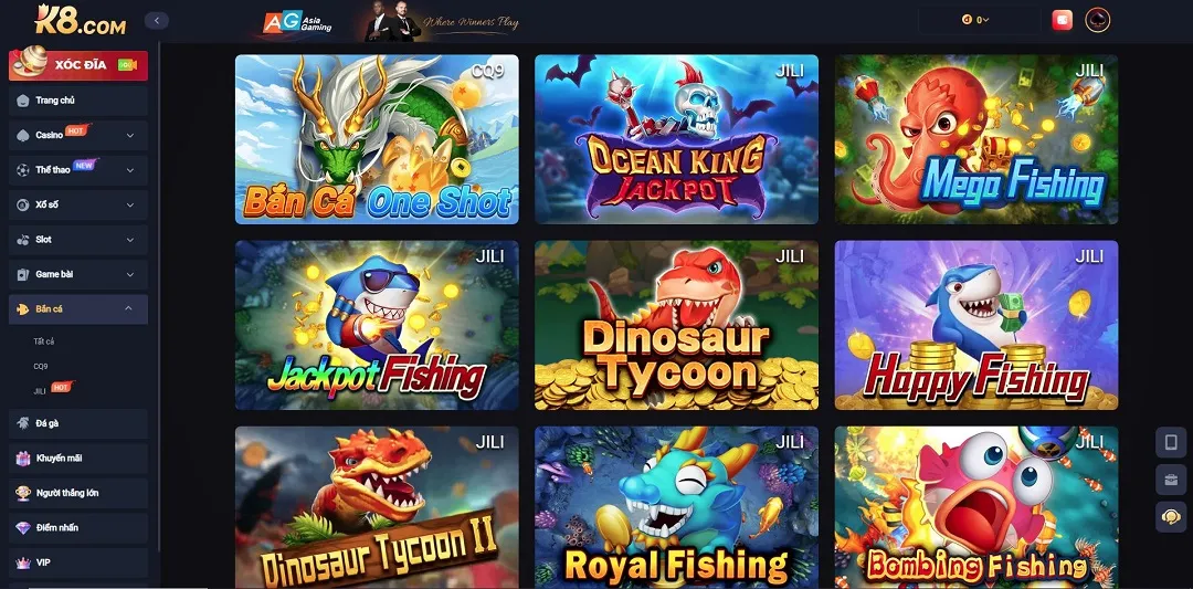 Game Bắn Cá - k8.yoga Kho game bắn cá K8 đa dạng thú vị