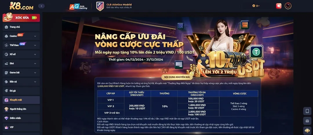 Thời gian K8 khuyến mãi cược hấp dẫn
