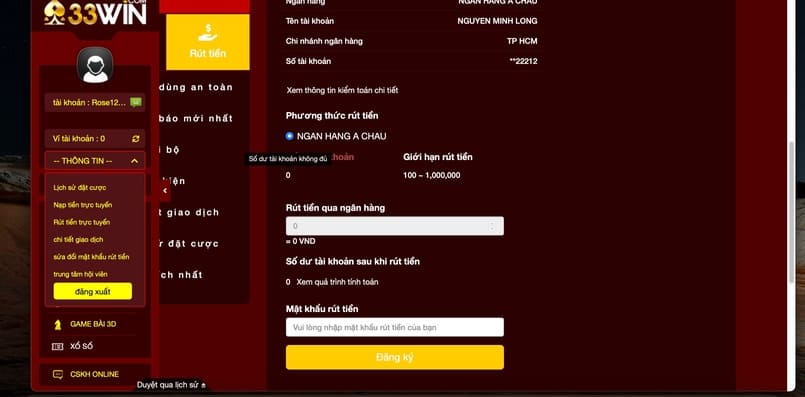Hướng dẫn cách rút tiền tại 33Win Hướng dẫn cách rút tiền tại 33Win