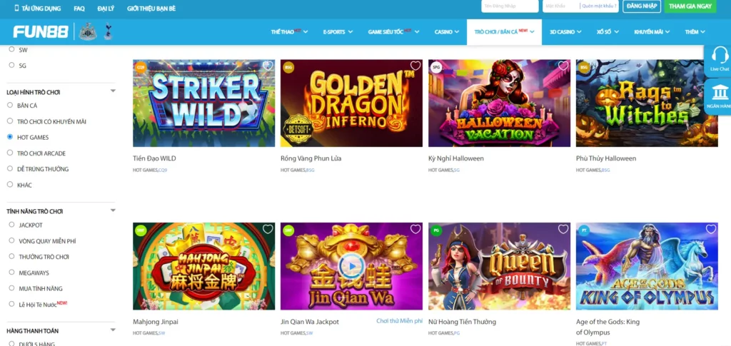 Fun88 sở hữu kho game Slot cực khủng