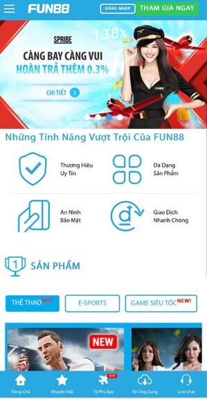 giao diện app fun88