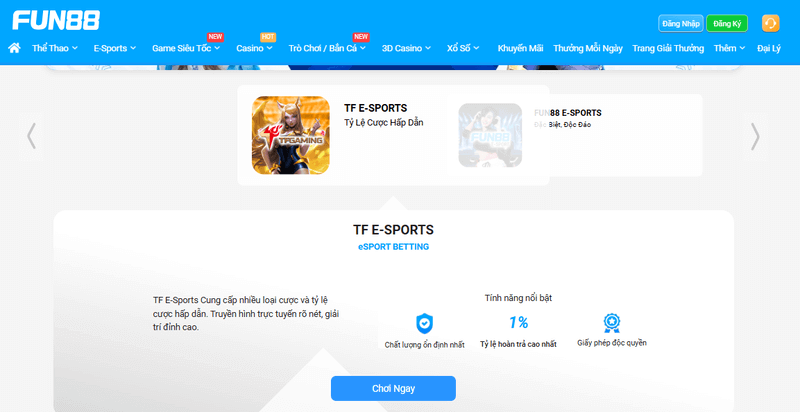 giao diện cá cược esports fun88
