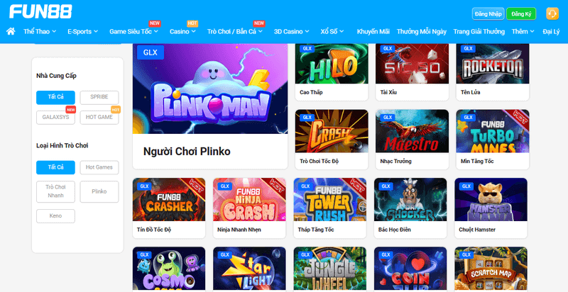 giao diện trò chơi siêu tốc fun88