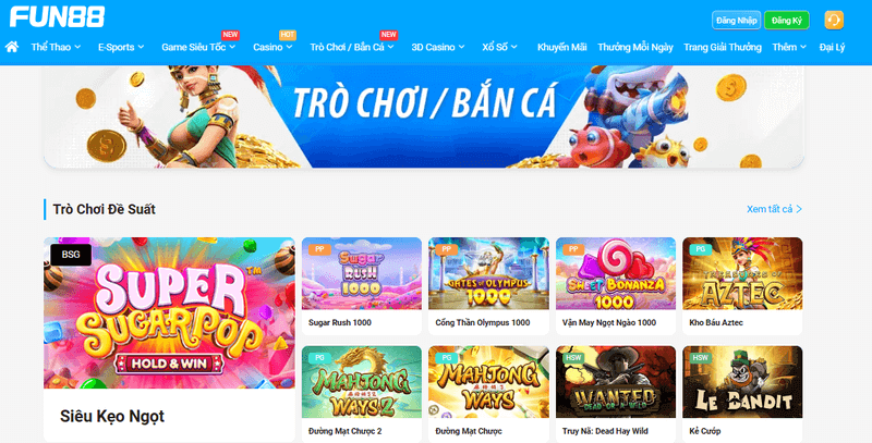 giao diện trò chơi và bắn cá fun88