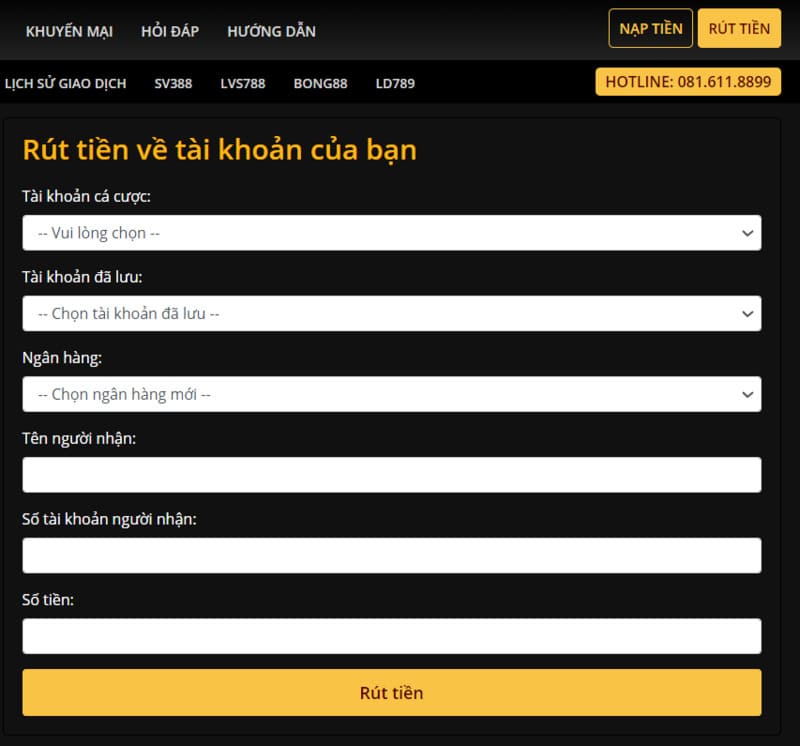 cách rút tiền lvs788 nhanh chóng