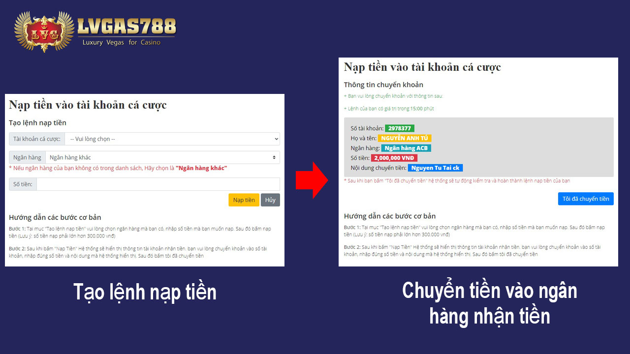 Nạp tiền vào tài khoản