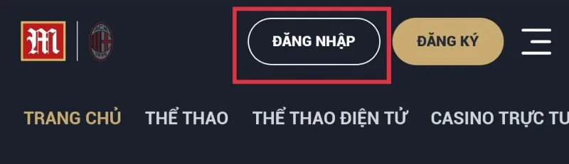 bấm đăng nhập M88