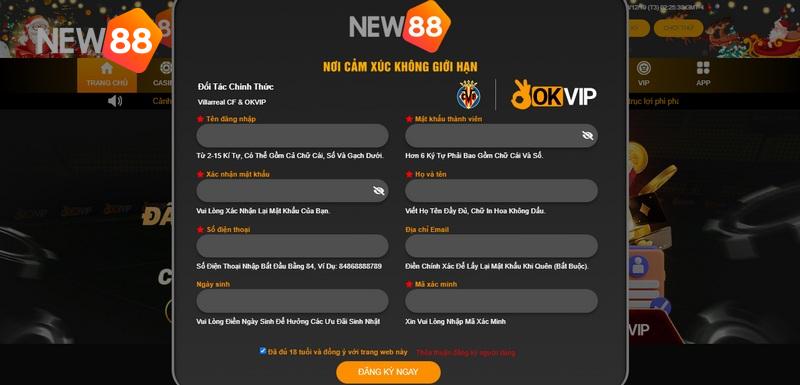 Tìm kiếm link chính thức dẫn đến trang chủ của New88 và chọn vào “Đăng ký”