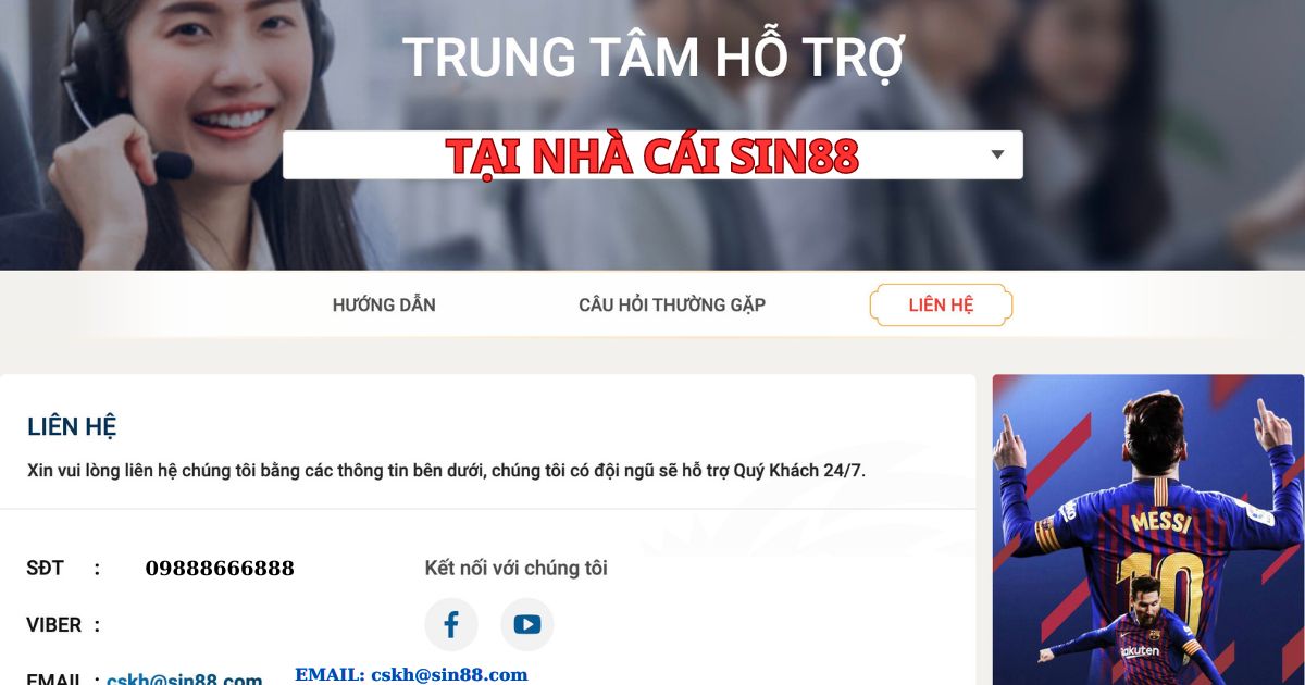 Một số phương thức liên hệ tại Sin88 Một số phương thức liên hệ tại Sin88