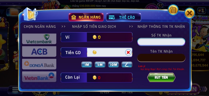 Kết quả rút tiền thành công sẽ có sau khoảng 5 phút thực hiện