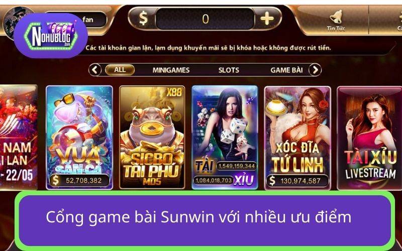 Cổng game bài Sunwin với nhiều ưu điểm