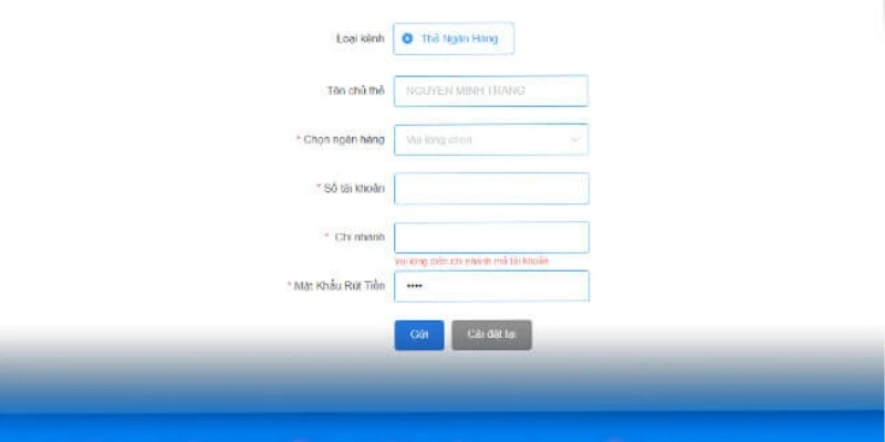 Các thao tác thực hiện quá trình rút tiền tại QH88